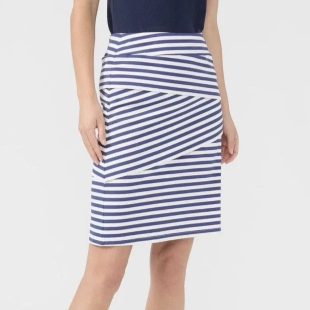 J McLaughlin Nicola Skirt Womens Small Navy Blue White Stripe Catalina Cloth